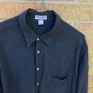 Vintage 90s Giorgio Armani Soft Charcoal Button Up Shirt Size 16.5 / 42